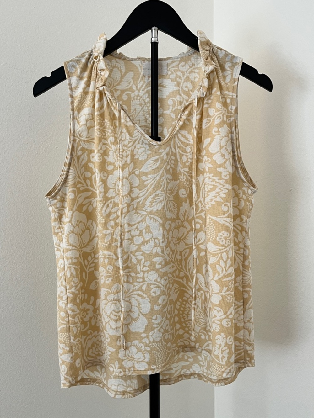 🌸 MELLODAY Neutral Floral Tie-Front Coastal Blouse | Boho Cottagecore Top